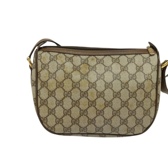 GUCCI GG Supreme Web Sherry Line Bag PVC Brown Gold 89 02 032 Auth 126025 - Picture 2 of 16